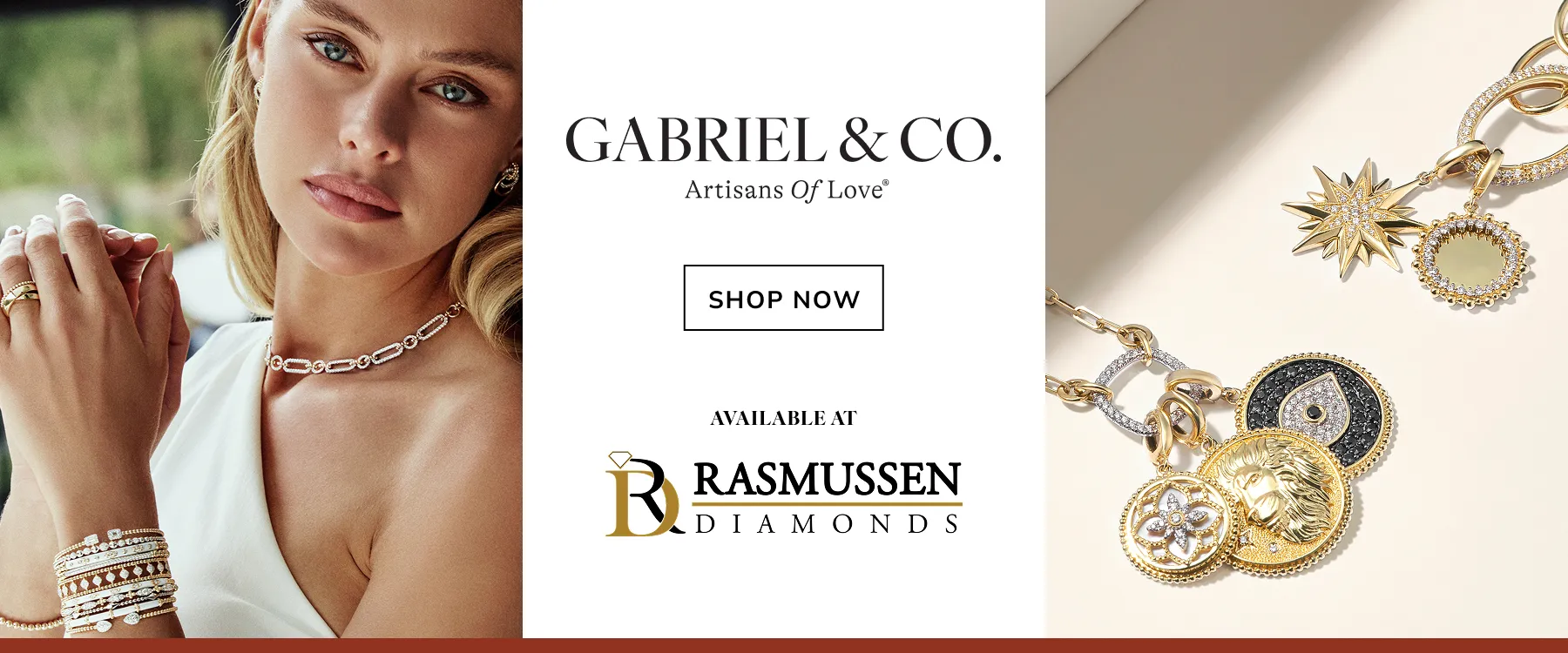 Elegant woman wearing jewelry beside Gabriel & Co. logo. Discover a diamond as rare as your story. [Why Antwerp?](/pages/antwerp