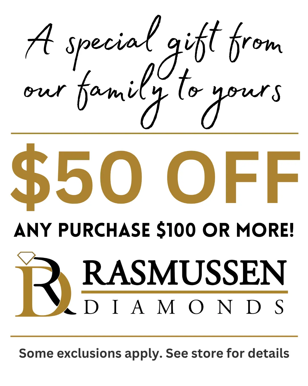  Just show or mention this coupon at checkout to redeem Rasmussen Diamonds Mount Pleasant, WI