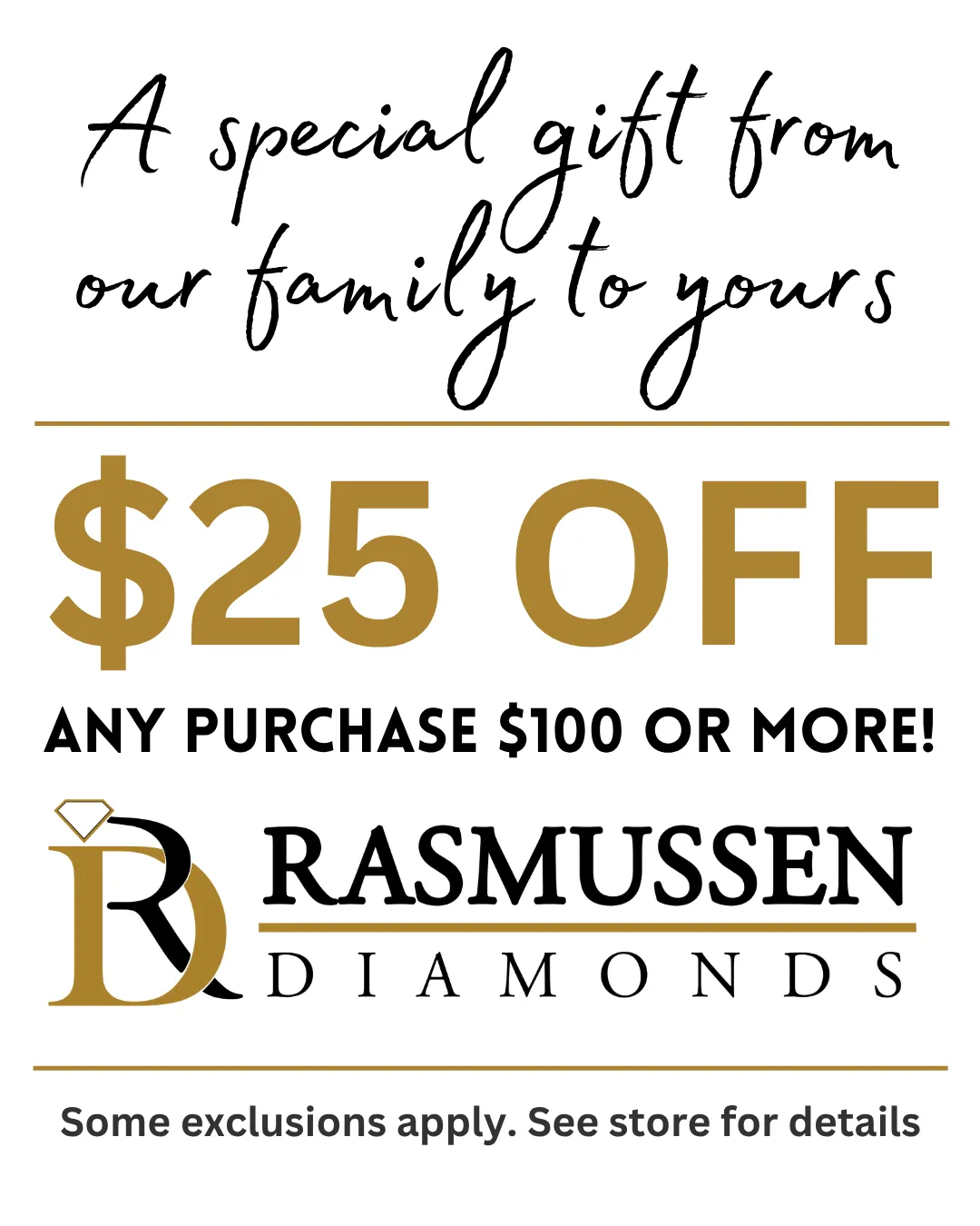  Just show or mention this coupon at checkout to redeem Rasmussen Diamonds Mount Pleasant, WI