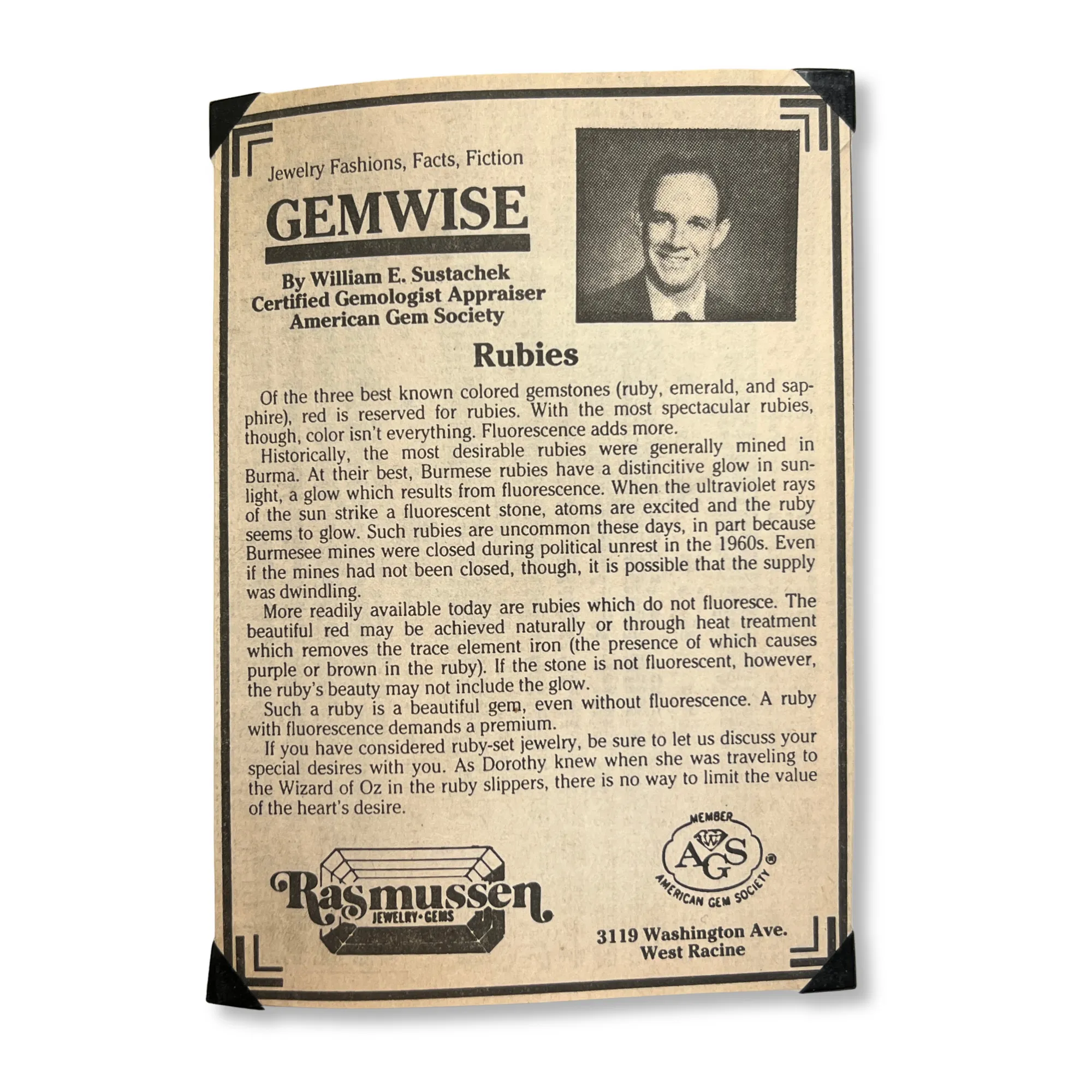 Rubies July 6th, 1991 Rasmussen Diamonds Mount Pleasant, WI