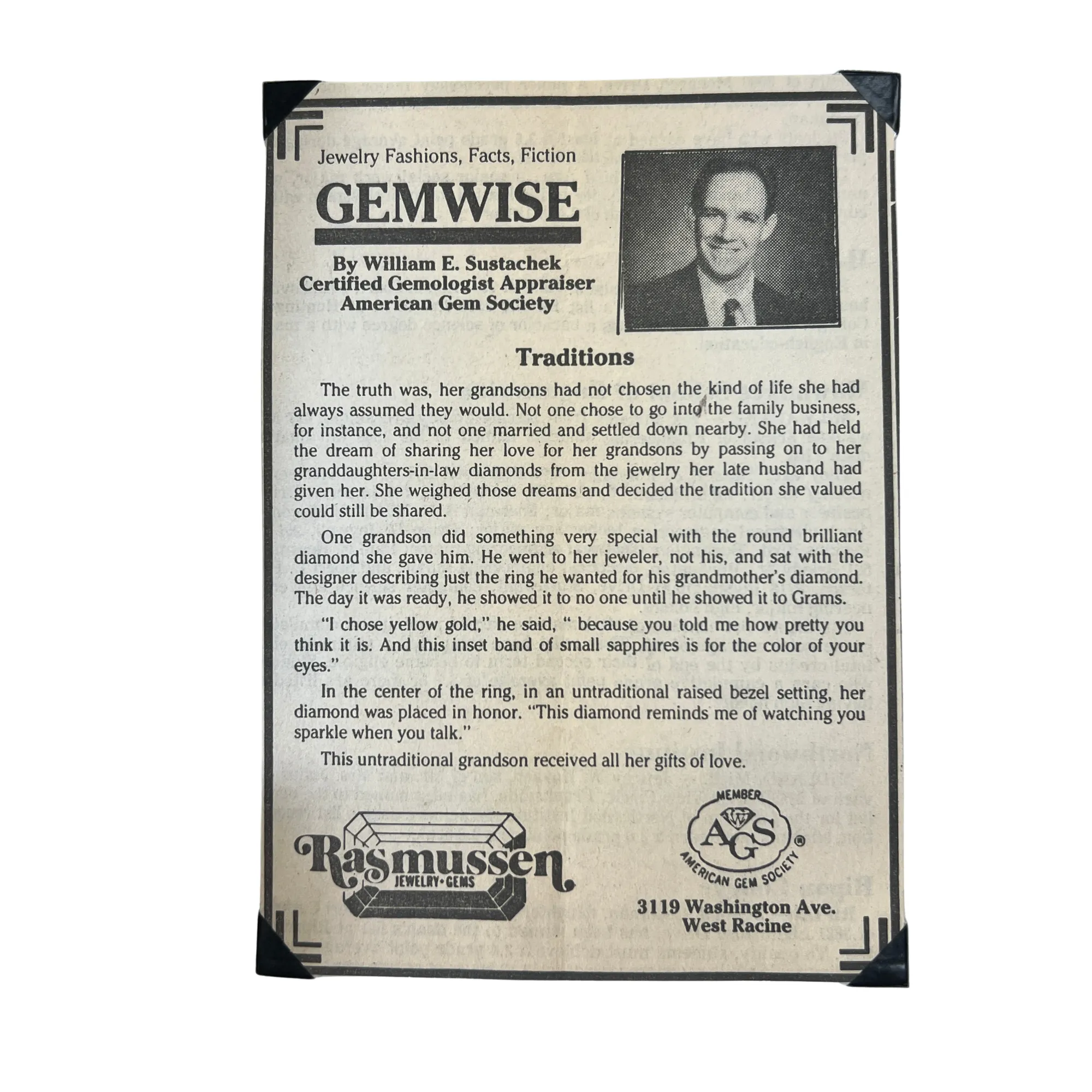 Traditions January 27th, 1990 Rasmussen Diamonds Mount Pleasant, WI