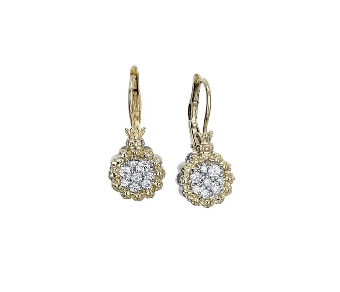 Gold and diamond flower earrings from R. Gregory Jewelers.