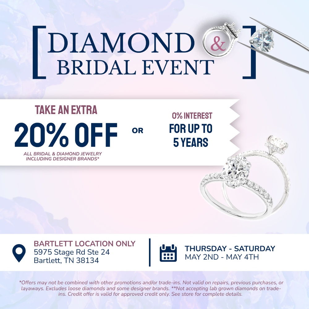 Robert Irwin Jewelers Diamond and Bridal Jewelry Event Bartlett,TN May 2nd-4th, 2024.