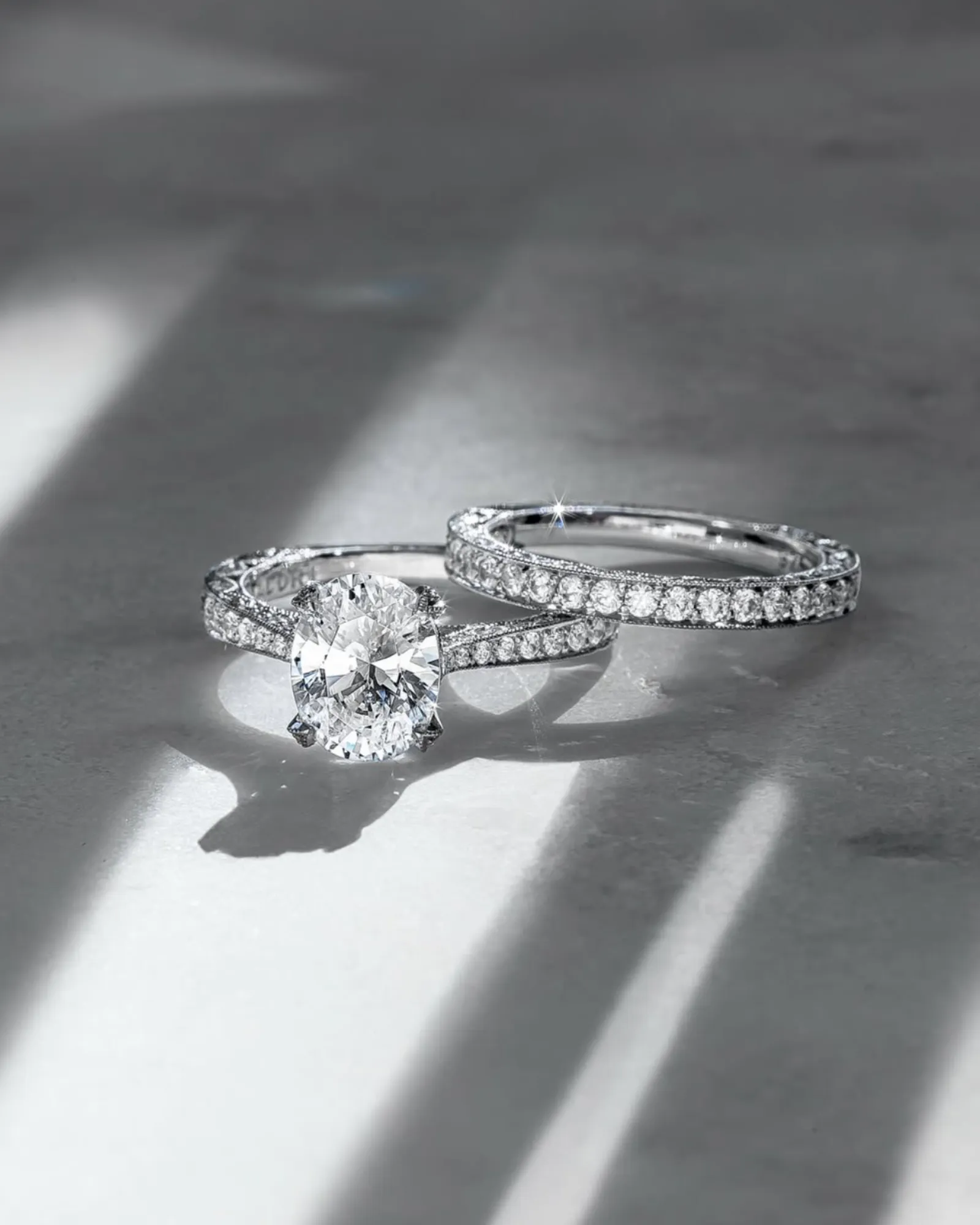 Elegant diamond engagement rings displayed with soft shadows. Click to Browse Now at Sather's Leading Jewelers.