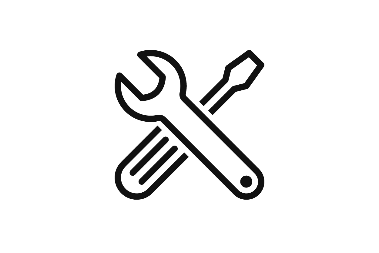 Icon of a wrench and screwdriver crossed, representing skilled goldsmith services at Sather's Leading Jewelers.