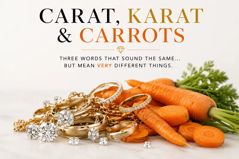 Read article: Carat, Karat & Carrots: Why One Sparkles, One Shines, and One Belongs in Your Sa