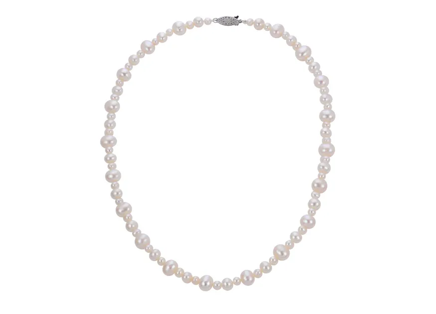  Lady's White Sterling Freshwater Pearl Stranded Pearl Necklace Length 18 Segners Jewelers Fredericksburg, TX