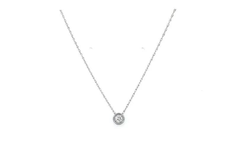  Lady's White 14 Karat Necklace 0.17tw Round Diamonds Segners Jewelers Fredericksburg, TX