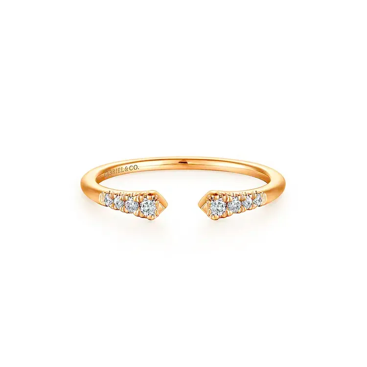 Gold open ring with diamond accents, perfect for fashion.