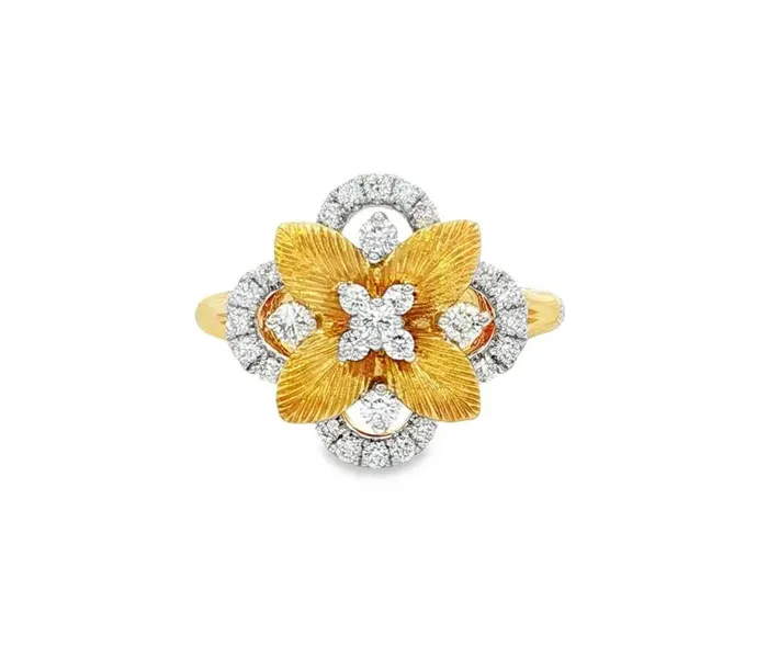Gold and diamond floral ring