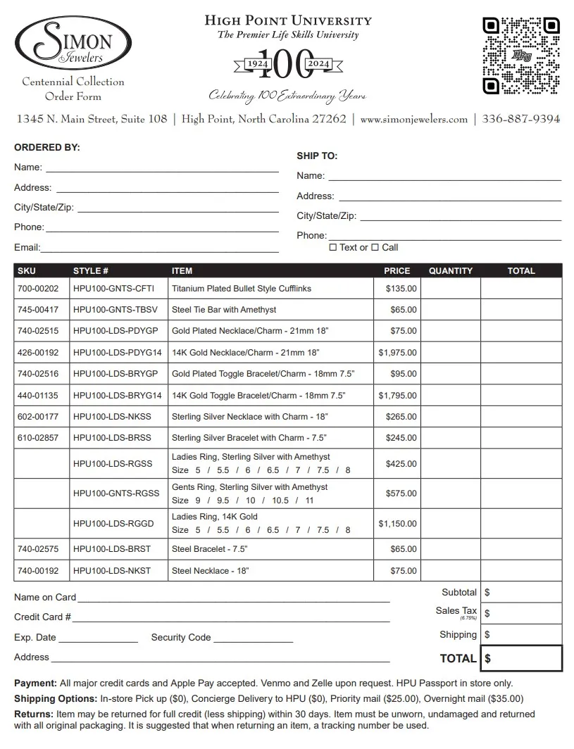 See the HPU 100 Jewelry Collection price list