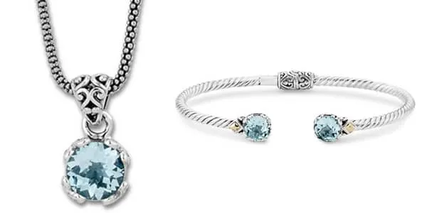Blue Topaz Necklace & Cable Bracelet