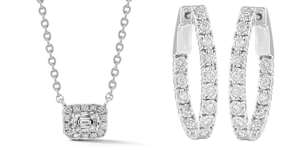 Oval Diamond Hoops & Diamond Necklace