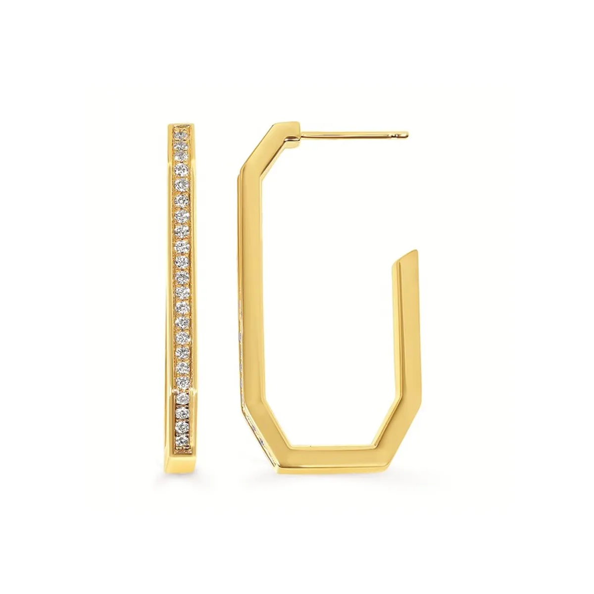 14kt Yellow Gold and Diamond Channel Set Hoop Earrings