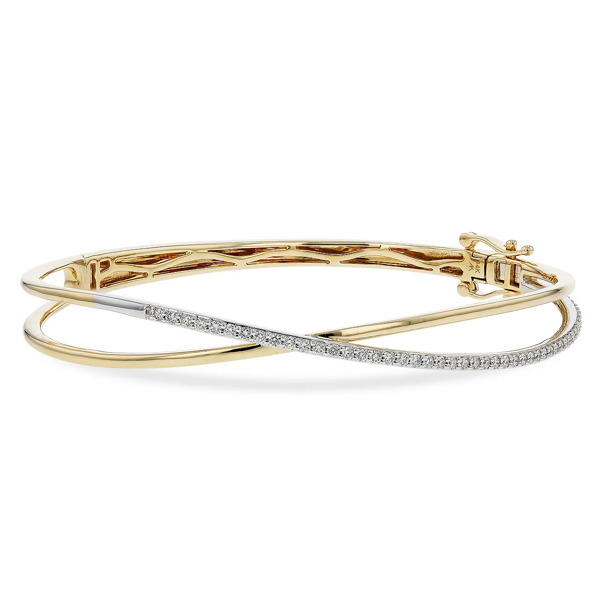 14kt yellow and white gold and diamond bangle bracelet.