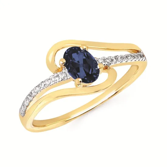 14kt Yellow Gold Sapphire and Diamond Ring