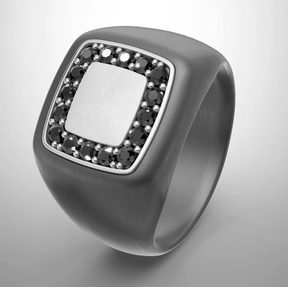 Men's Tantalum and White Gold Ring with 1/2 Ct Lab Grown Diamonds