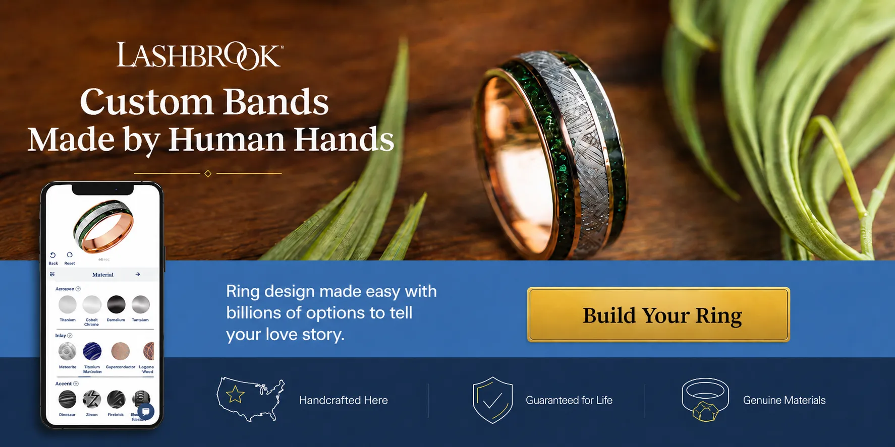 Assorted style mens custom bands and rings from Lashbrook available at Stuart Benjamin & Co. Jewelry Designs
