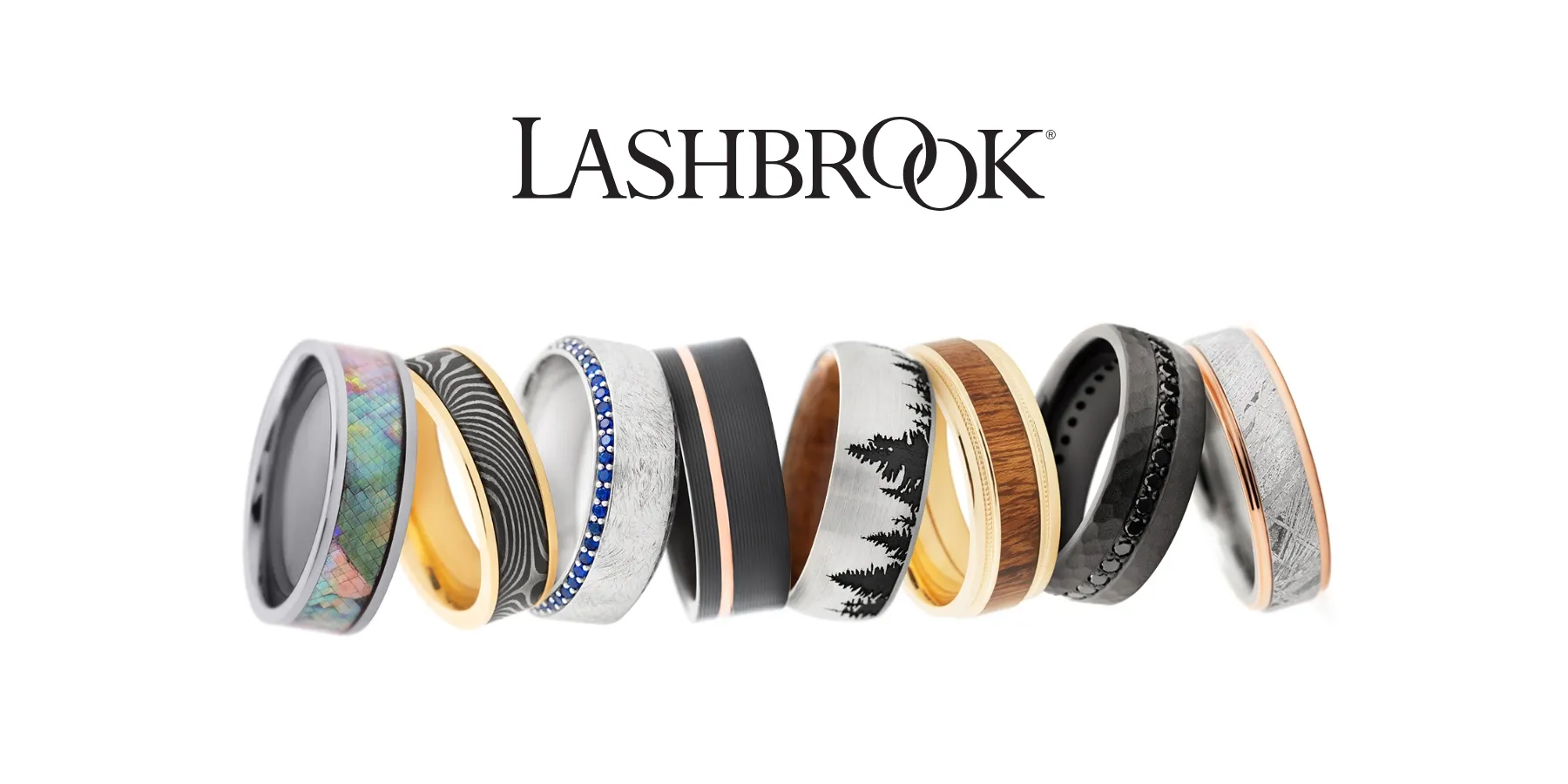 Assorted style mens custom bands and rings from Lashbrook available at Stuart Benjamin & Co. Jewelry Designs