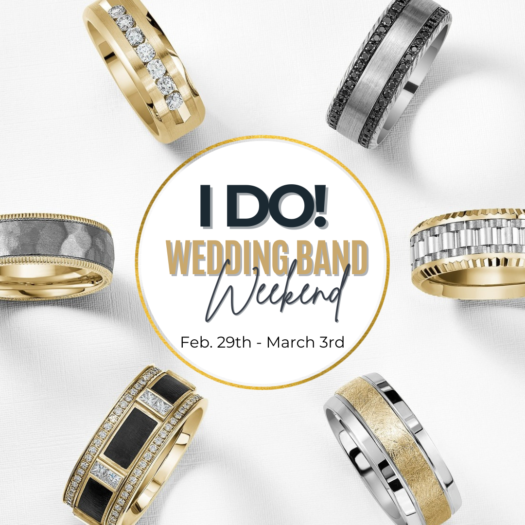 Designer wedding bands for him & her on sale for 20% off during our once a year WEDDING BAND SALE