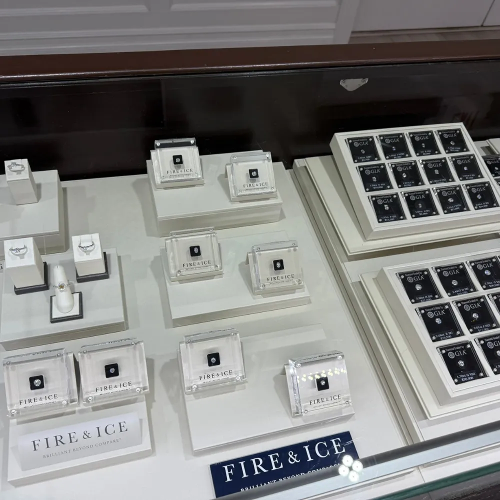 The SVS Fine Jewelry Fire & Ice and GIA-graded loose diamond selection on display in the Oceanside showroom