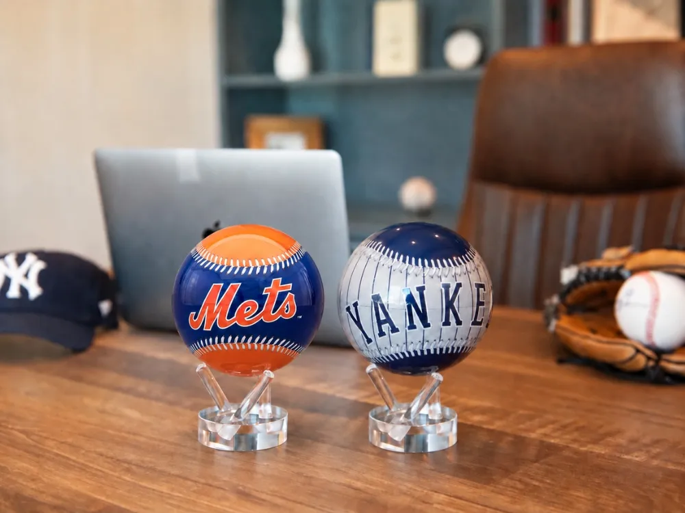 MOVA self-rotating globes in New York Yankees and Mets editions at SVS Fine Jewelry, Oceanside NY