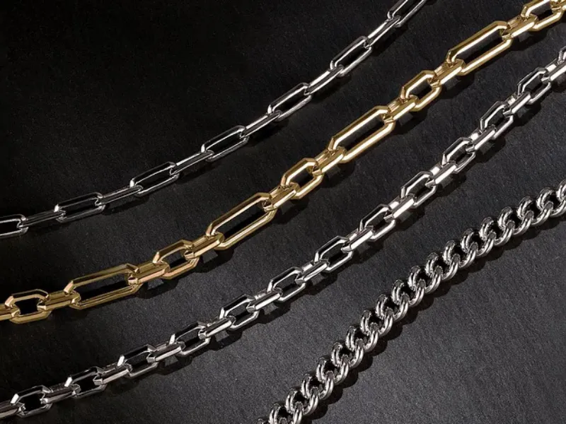 Men's gold and silver chains — Cuban link, paperclip, and rope styles from $40 at SVS Fine Jewelry, Oceanside NY 