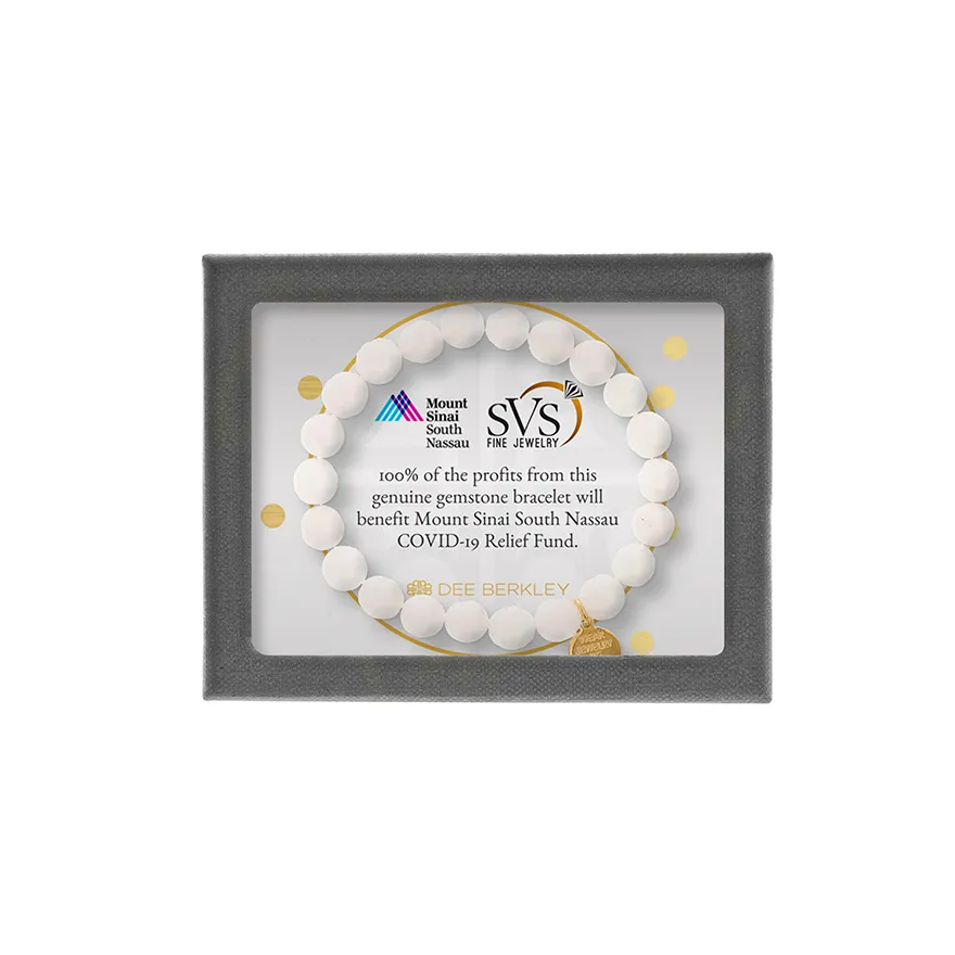 The SVS Em[Brace]let &mdash; a limited-edition genuine gemstone bracelet designed by SVS Fine Jewelry to raise funds for Mount Sinai South Nassau's COVID-19 Relief Fund
