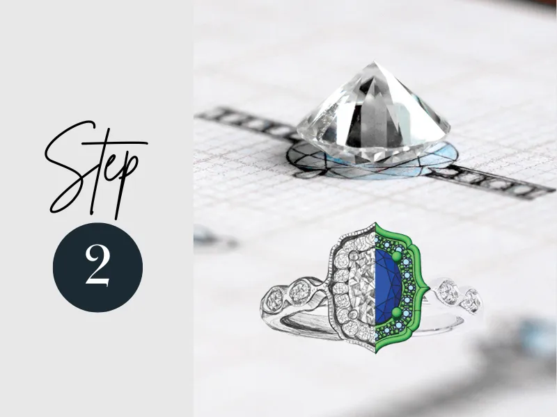3D jewelry design rendering process at SVS Fine Jewelry Forever Custom studio — Oceanside NY