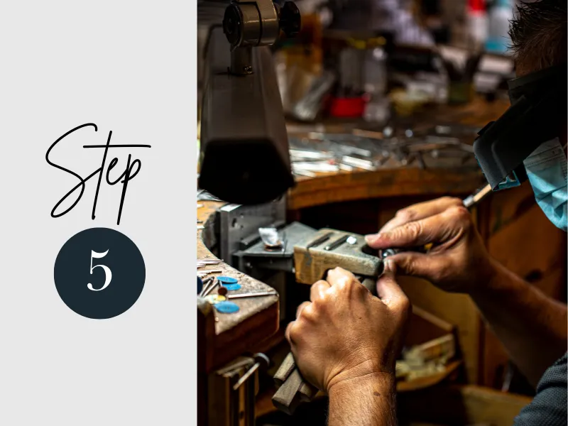 Master jeweler setting diamonds by hand at SVS Fine Jewelry — custom jewelry workshop Oceanside NY