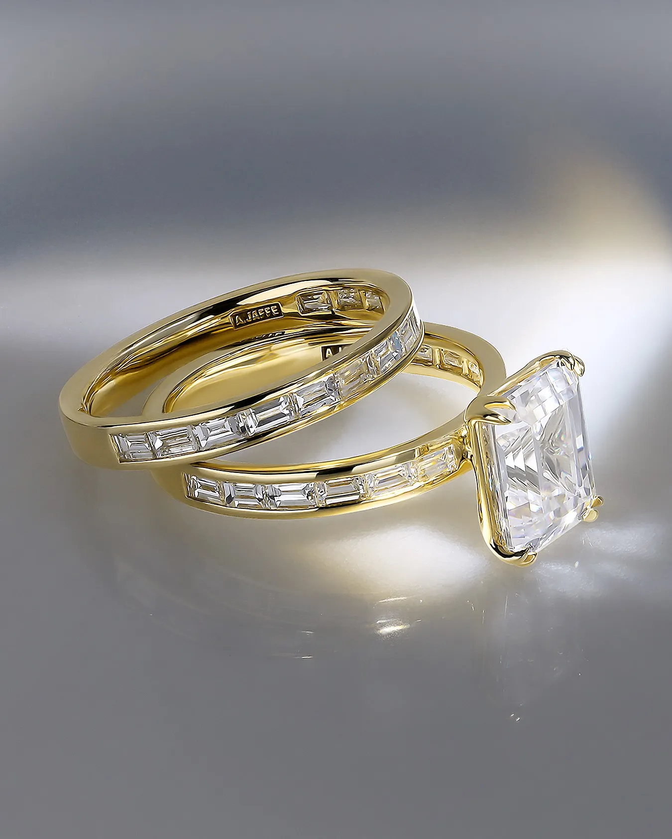 A.JAFFE engagement ring and diamond wedding band set — SVS Fine Jewelry, authorized retailer in Oceanside, Long Island NY