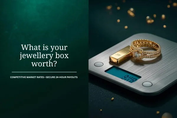 Gold Buying Gold bar and ring on digital scale,cash for gold, 24-hour payouts.
