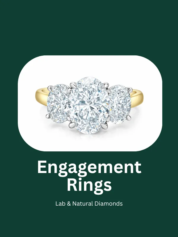 Engagement ring featuring three oval diamonds on a gold band. Click to explore specials at Taylor's Jewellers in Alliston.