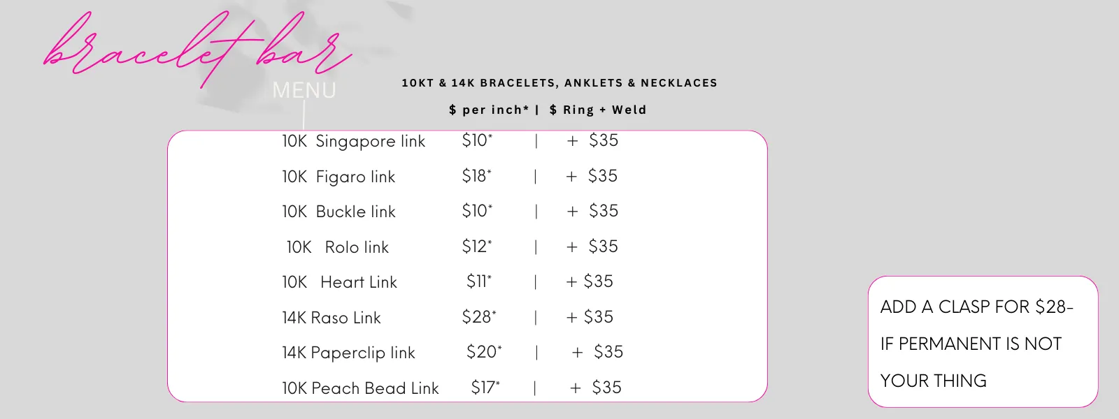 Discover our exquisite collection of permanent jewelry at Taylor