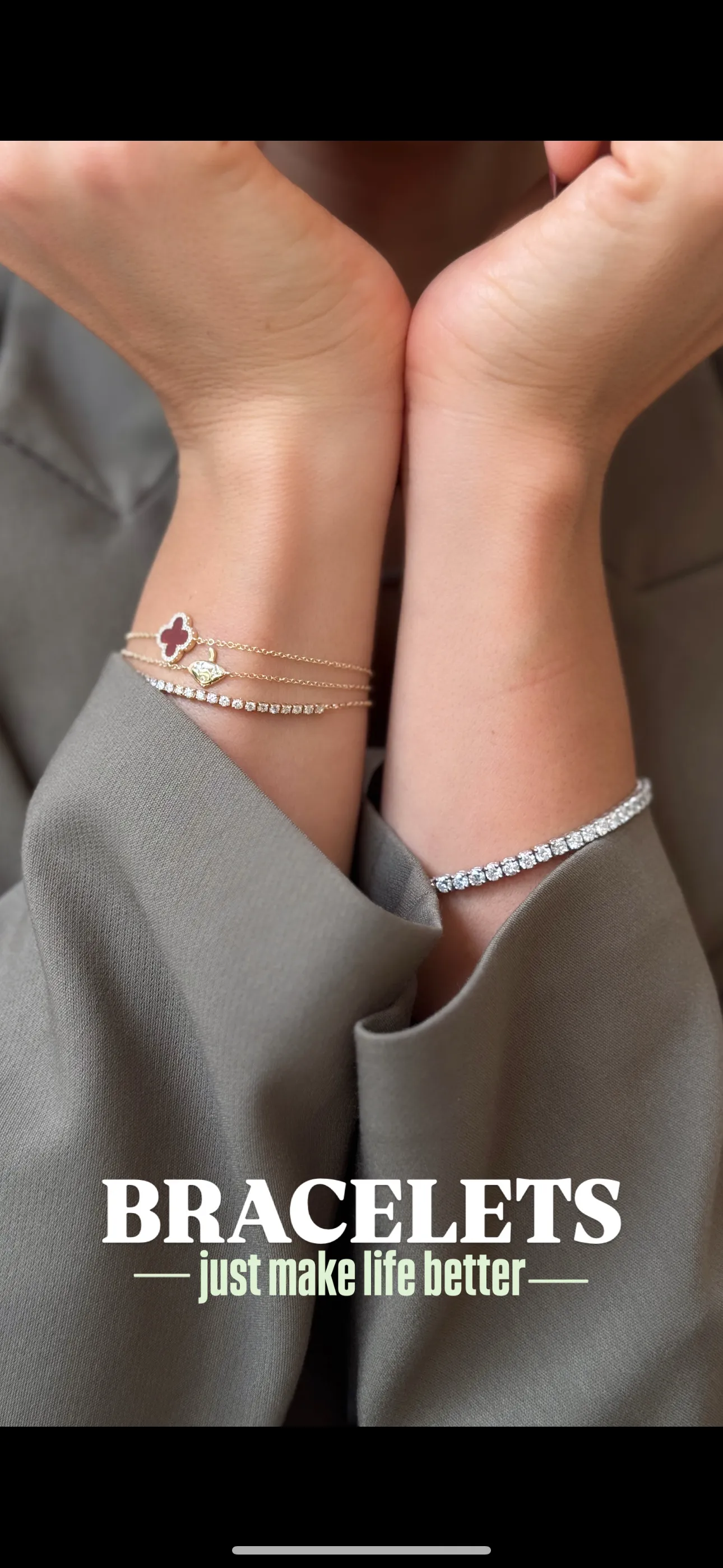 Three elegant bracelets featuring diamonds and pink gemstones on a wrist, showcasing fine jewelry.