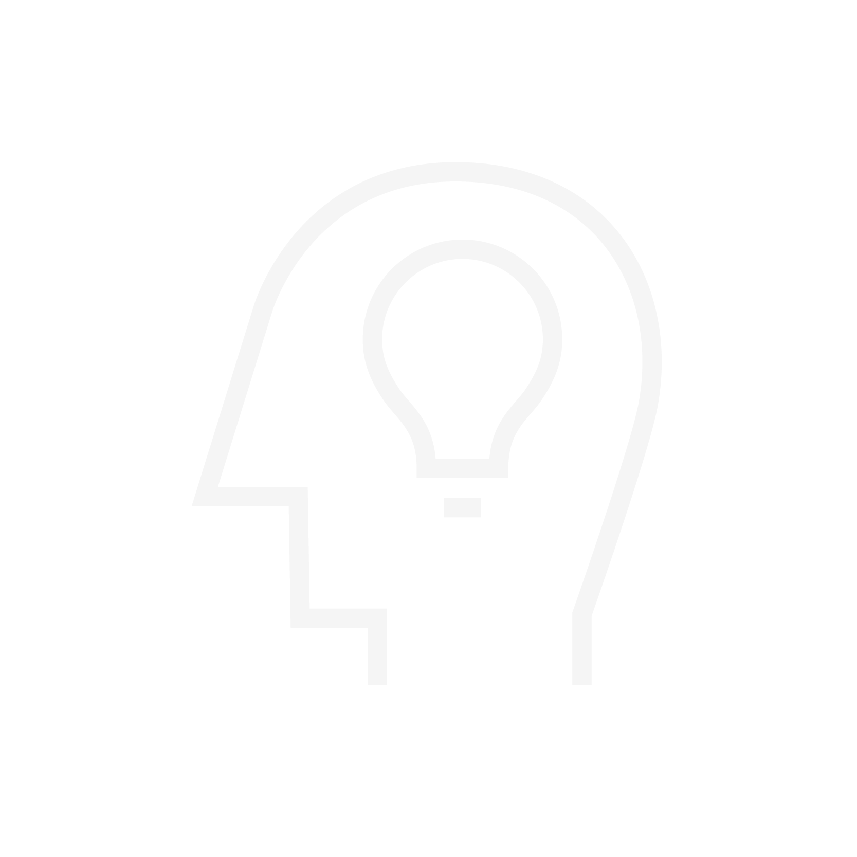Light bulb icon inside a head silhouette, representing ideas and creativity for custom jewelry designs.