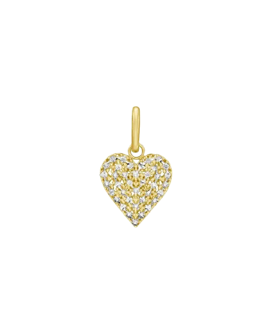 Gold heart charm pendant adorned with sparkling stones, perfect for jewelry lovers.