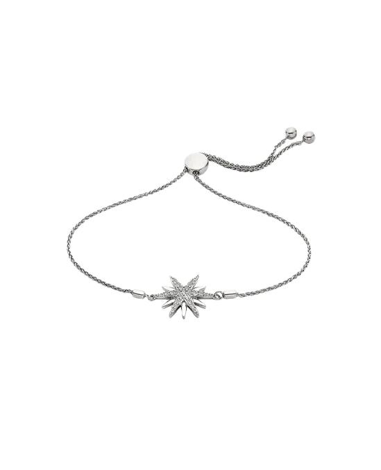 Silver adjustable bracelet with a star-shaped charm. 