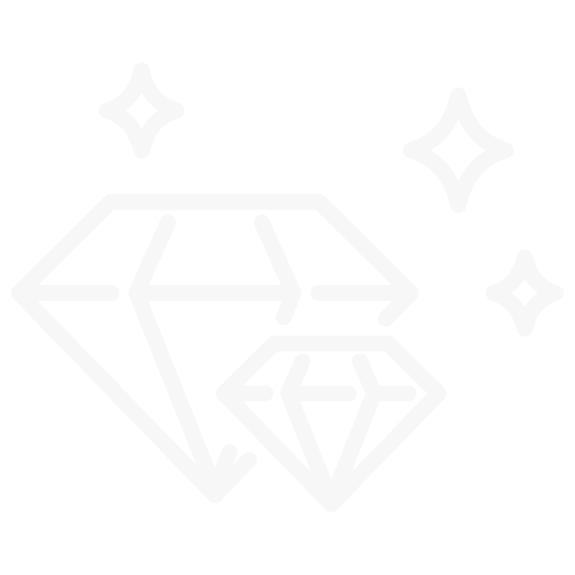Stylized diamond icon with sparkles, representing The Diamond Shop's lifetime diamond upgrade service.