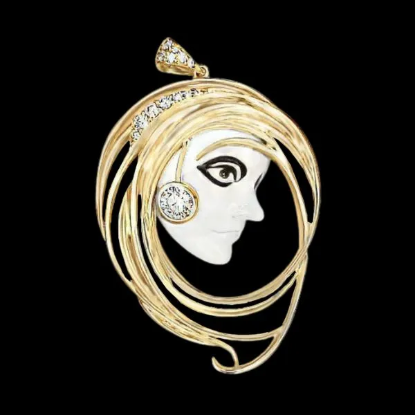 Woman A custom pendant from the imagination of one of Goldmart's jewelry designers. Goldmart Jewelers Redding, CA