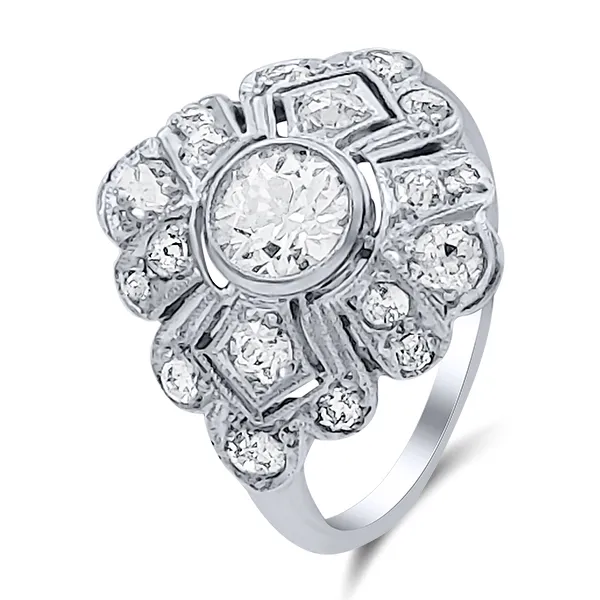 Refined Extravagance, Edwardian Platinum Ring Platinum Edwardian ring size 6.5 with one 0.75Ct European cut K Vs1 Diamond And 1.00Tw various shape I Si1 Diamonds, 4.6g. $8,999.00 Goldmart Jewelers Redding, CA
