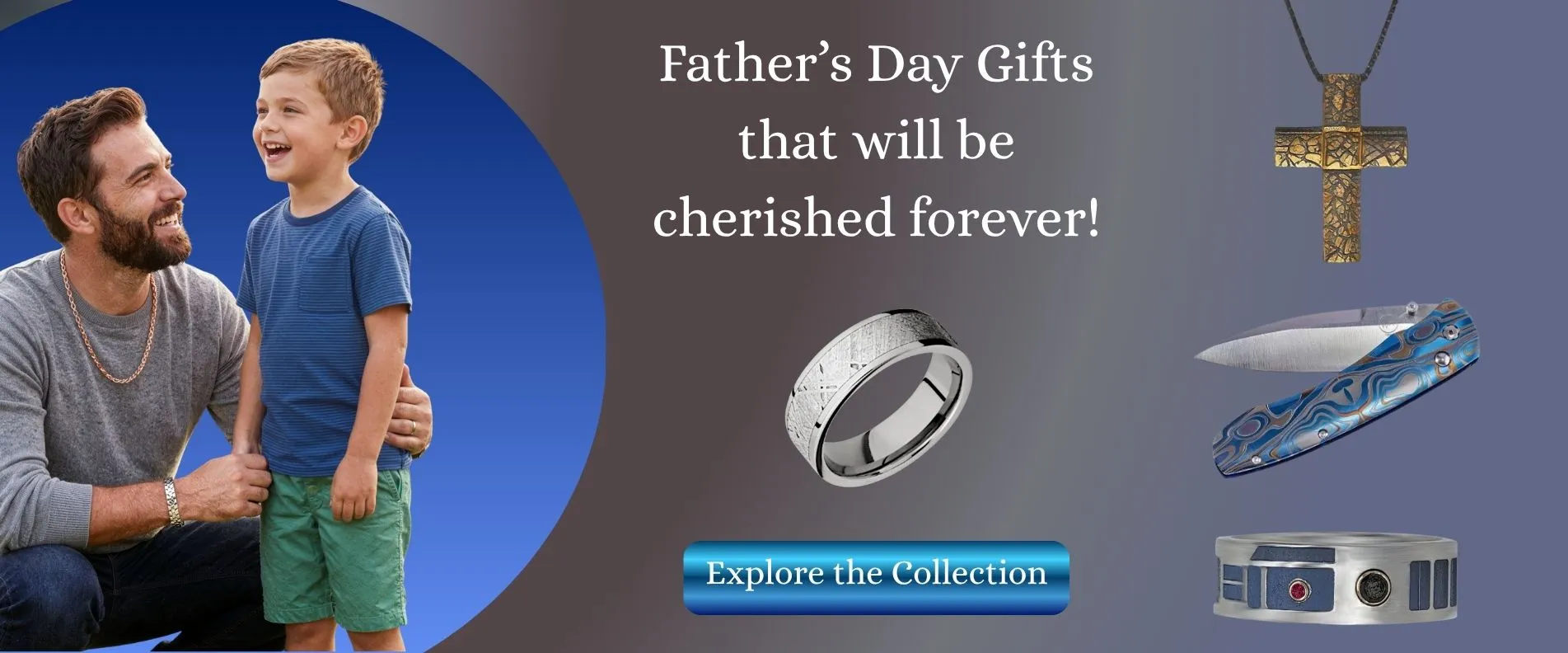 Woman admiring colorful gem jewelry with a cosmic background. Click to browse Goldmart Jewelers' gem collection!