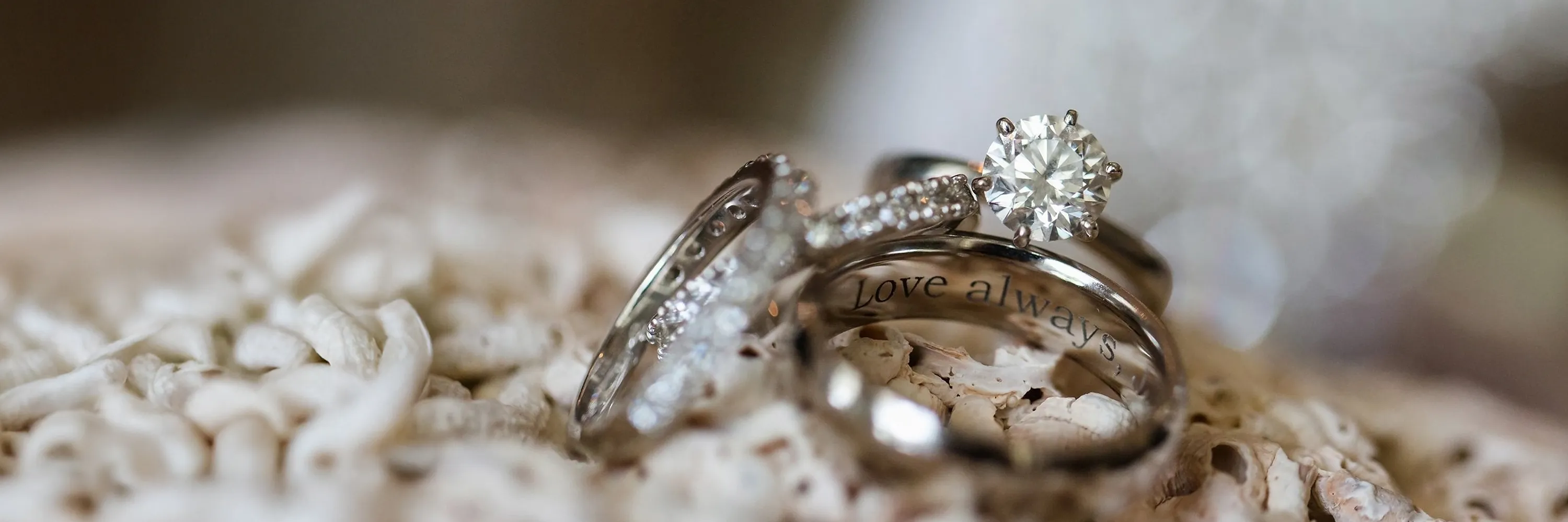 Engagement and wedding rings with 