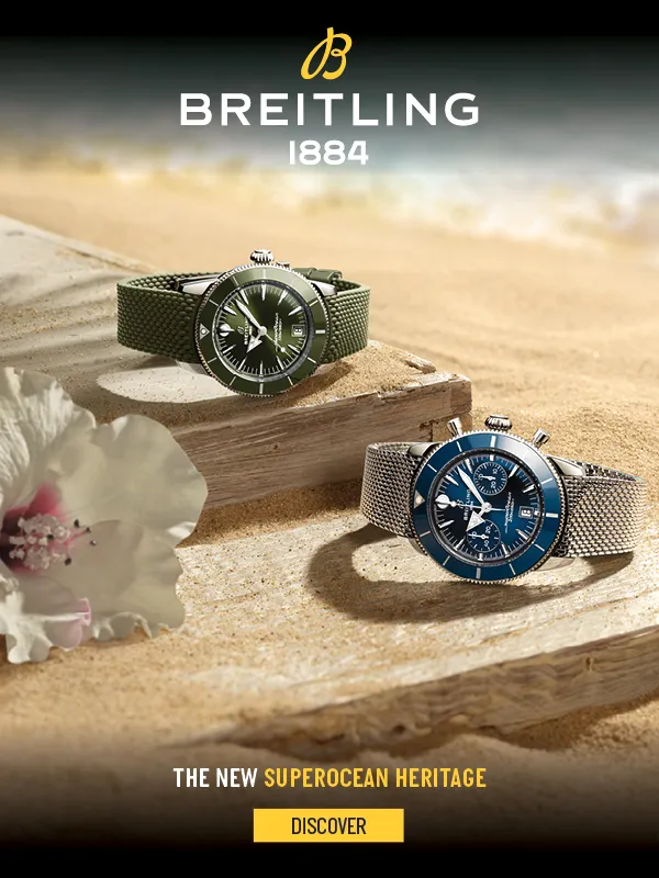 Three Breitling Watches, one on a two-tone strap, one white and yellow gold, one on a brown leather strap. 