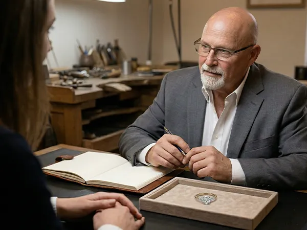 Custom jewelry consultation at Tovon and Co. Diamonds, Dallas PA