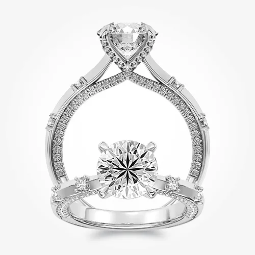 REGAL BEAUTY Perfect for a formal soirée, this classic necklace ensemble, in 18k white gold and stunningly embellished with bag