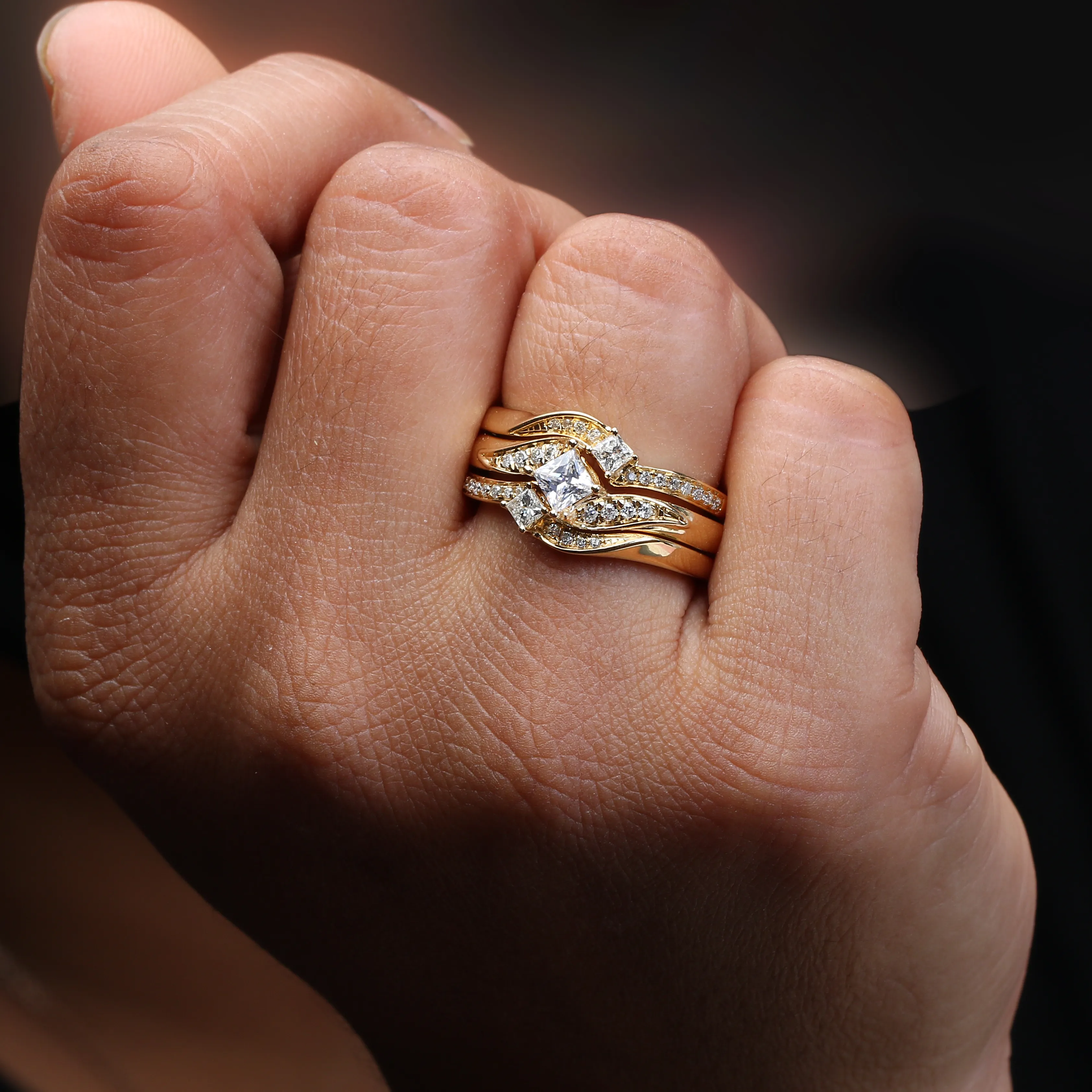 Bridal Ring Charm your way with this Bridal Ring featuring Princess Cut and Round Brilliant Diamonds, set in warm yellow gold to give out the perfect air of sophistication. The Plumb Club CHARLOTTE, AL