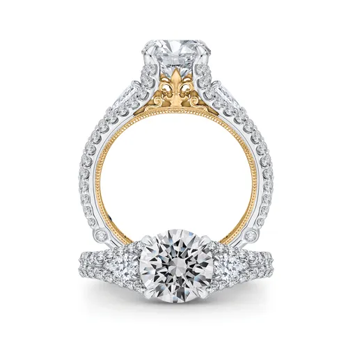 CA0123E-37WY-2.00 14K Two-Tone Gold Round Diamond Engagement Ring with Split Shank (Semi-Mount)  The Plumb Club CHARLOTTE, AL