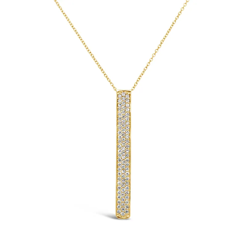 Diamond Fashion Necklace Diamond fashion necklace with a vertical diamond bar available in 14k yellow, white or rose gold.  The Plumb Club CHARLOTTE, AL