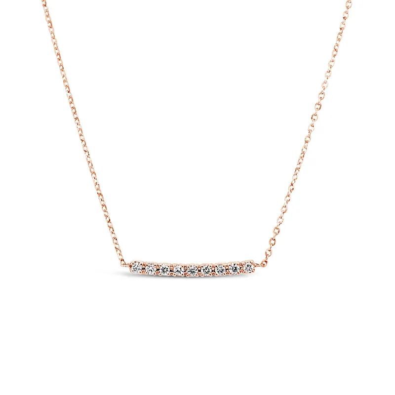 Diamond Bar Necklace Dainty diamond bar necklace available in 14k rose, yellow or white gold. The Plumb Club CHARLOTTE, AL